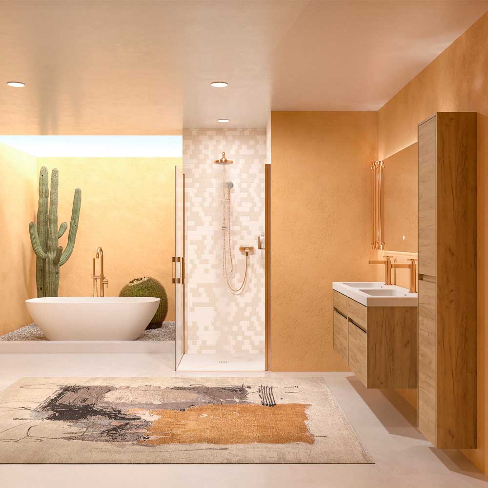 Mampara OPEN cuadrada 2 puertas ambientes cobre 1