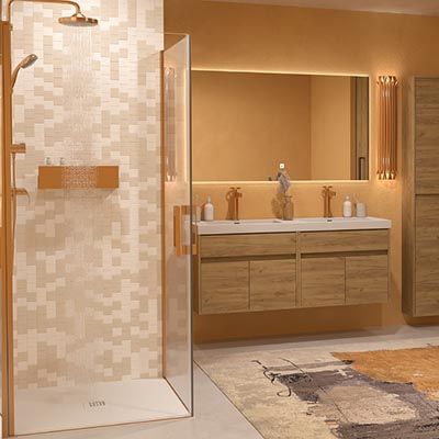 Mampara OPEN cuadrada 2 puertas cobre 1