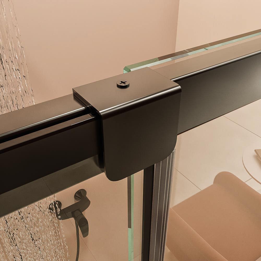 Mampara de ducha AXER frontal 1 fijo 1 puerta negro 1