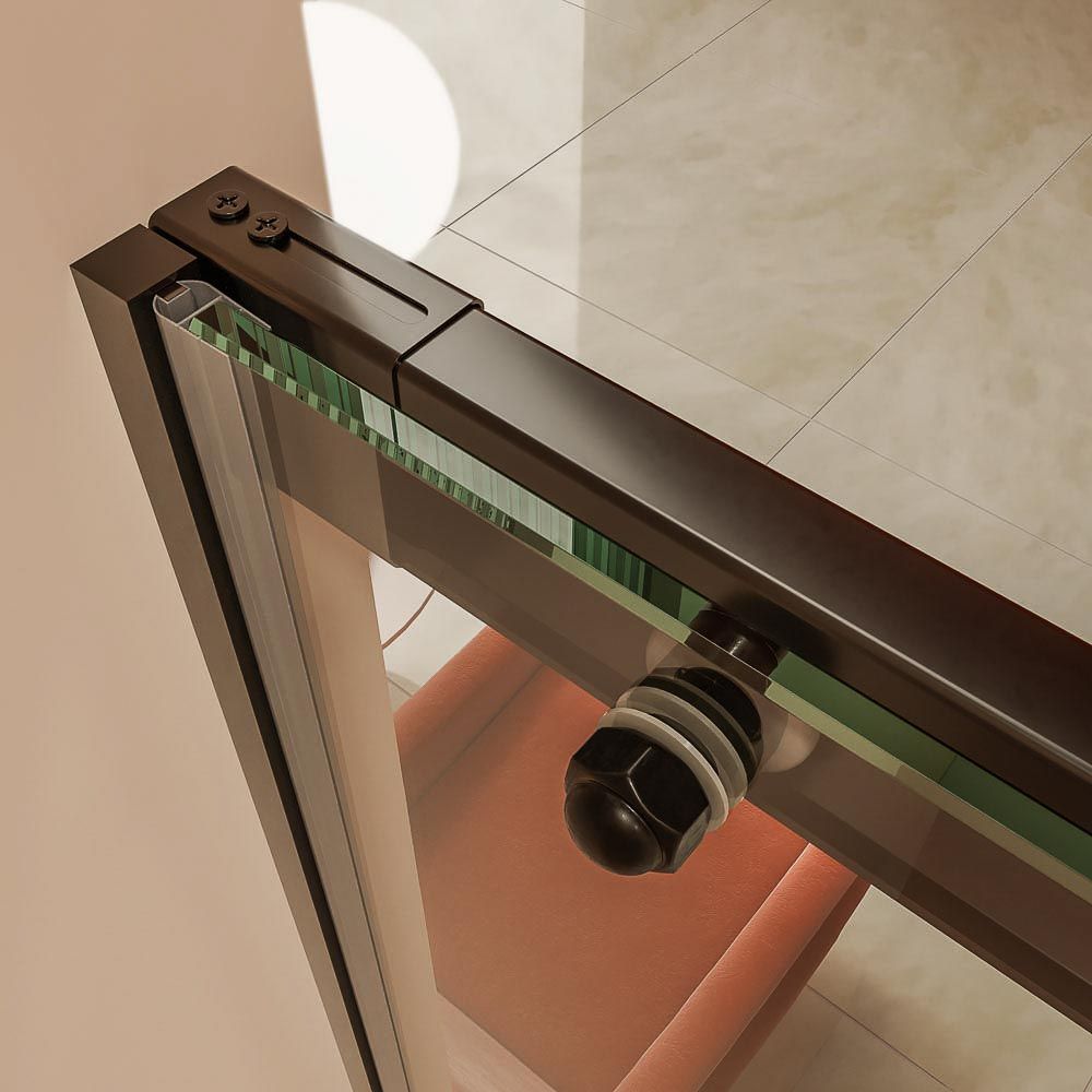 Mampara de ducha AXER frontal 1 fijo 1 puerta negro 4 1