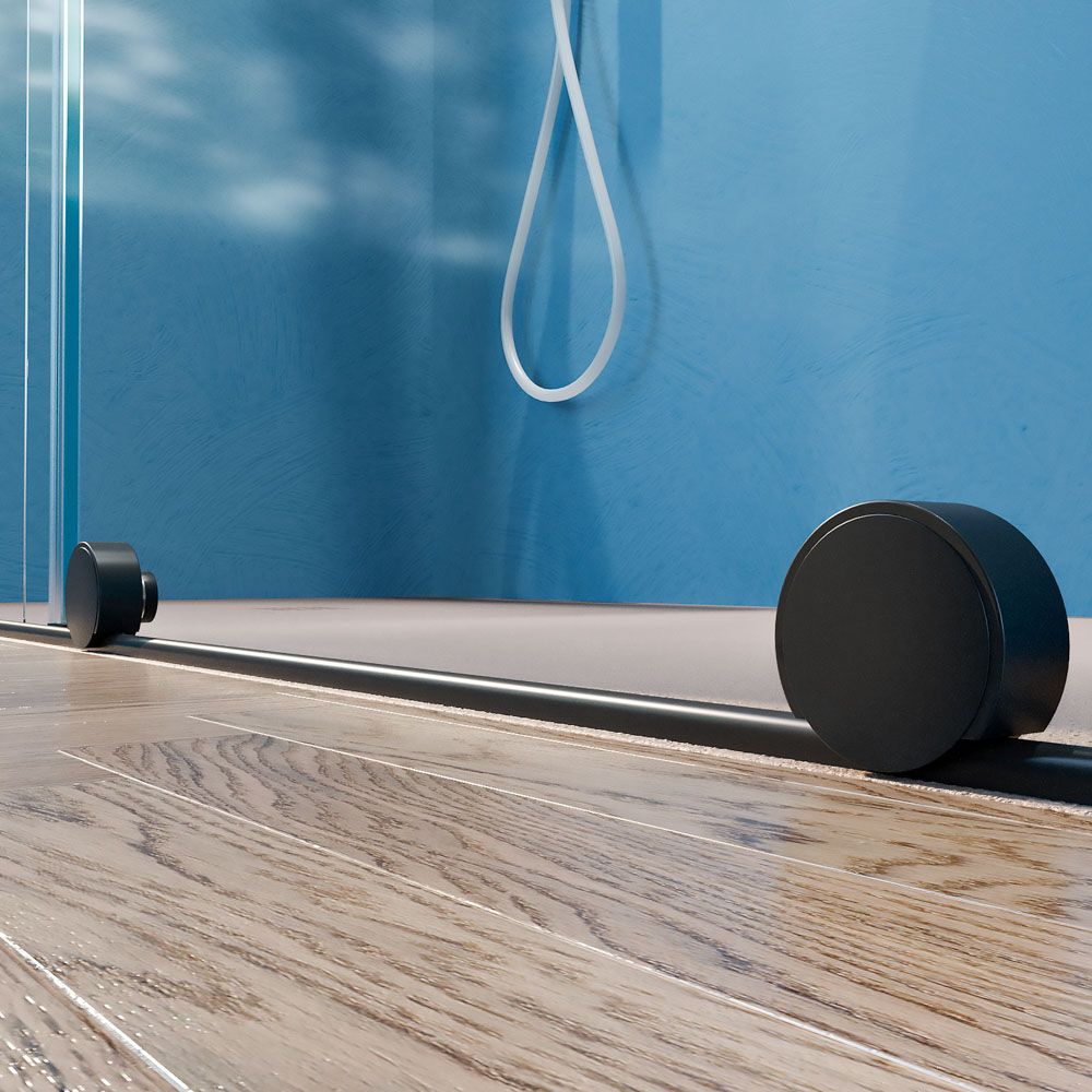 Mampara de ducha frontal 1 fijo 1 puerta corredera sin perfil superior VERONA acabado NEGRO MATE 3 1