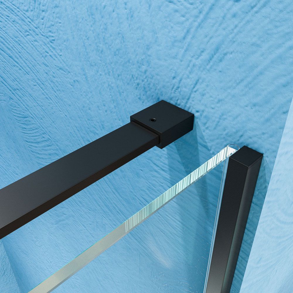 Mampara de ducha frontal 1 fijo 1 puerta corredera sin perfil superior VERONA acabado NEGRO MATE 7 1