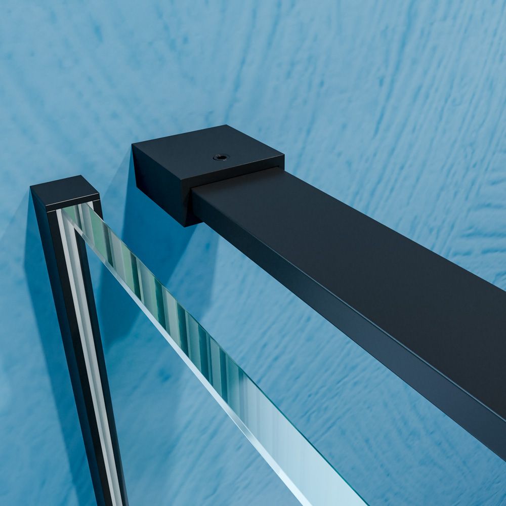 Mampara de ducha frontal 1 fijo 1 puerta corredera sin perfil superior VERONA acabado NEGRO MATE 8 1