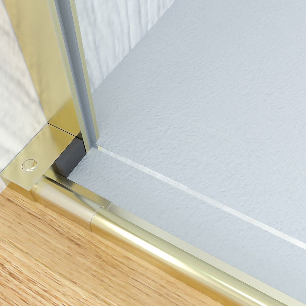 Mampara de ducha frontal 1 fijo 1 puerta corredera sin perfil superior VERONA acabado ORO 1 1