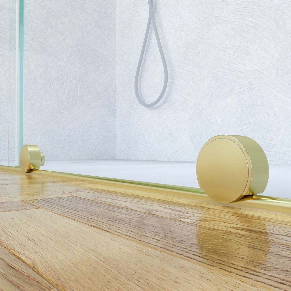 Mampara de ducha frontal 1 fijo 1 puerta corredera sin perfil superior VERONA acabado ORO 3 1