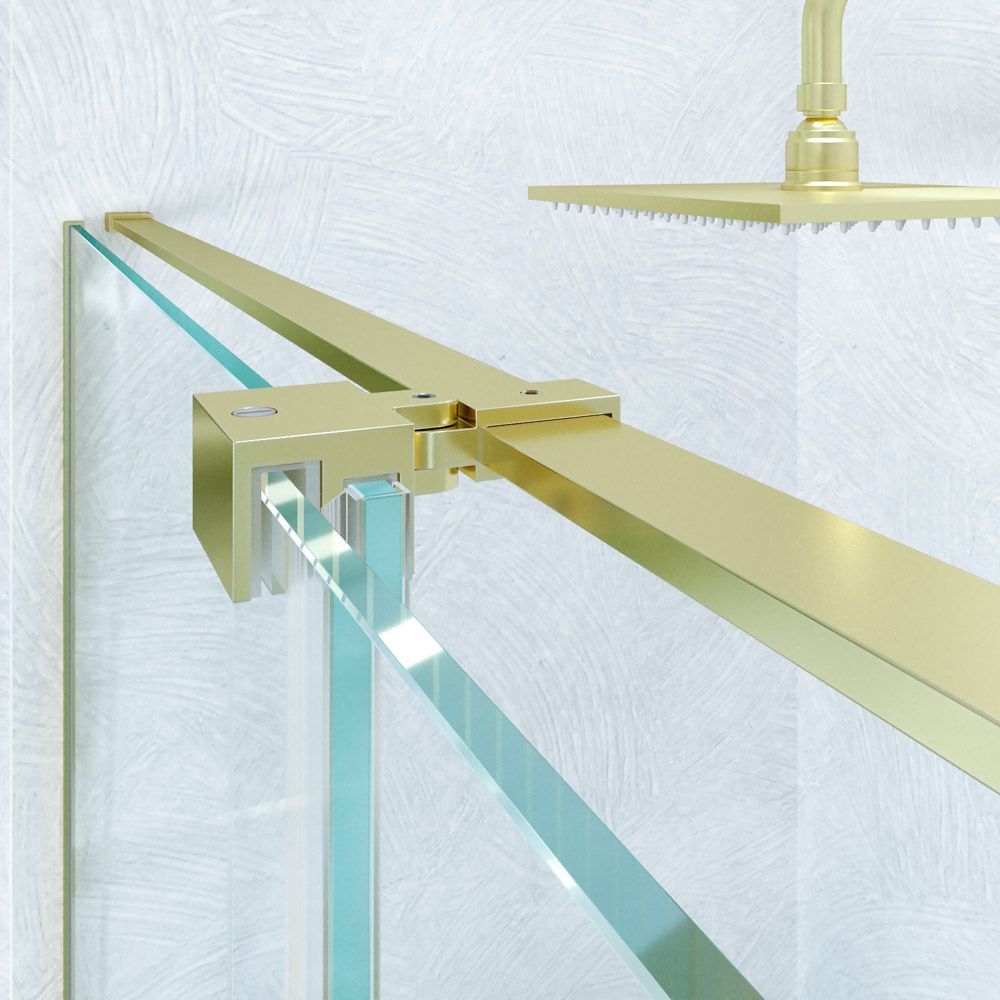 Mampara de ducha frontal 1 fijo 1 puerta corredera sin perfil superior VERONA acabado ORO 4 1