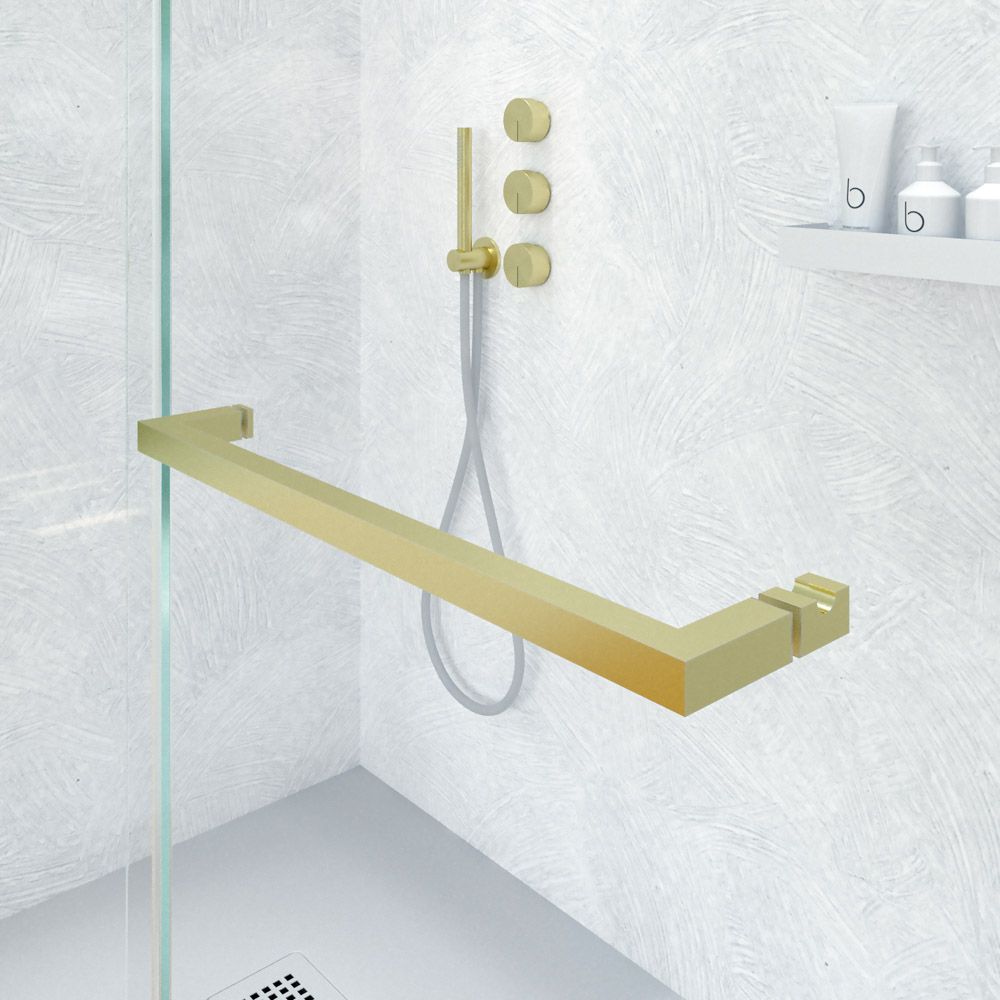 Mampara de ducha frontal 1 fijo 1 puerta corredera sin perfil superior VERONA acabado ORO 6 1