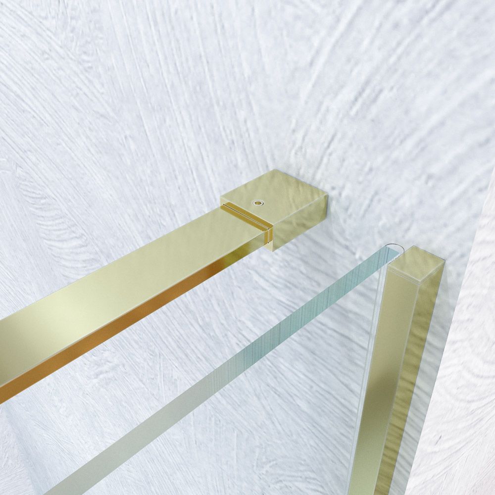 Mampara de ducha frontal 1 fijo 1 puerta corredera sin perfil superior VERONA acabado ORO 7 1