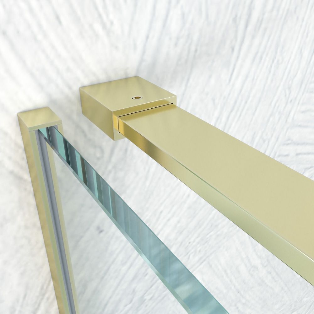 Mampara de ducha frontal 1 fijo 1 puerta corredera sin perfil superior VERONA acabado ORO 8 1