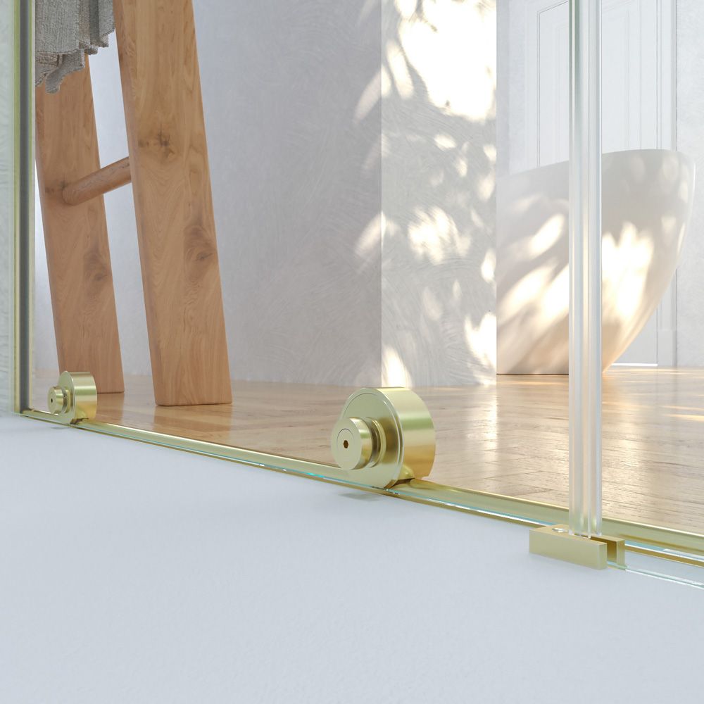 Mampara de ducha frontal 1 fijo 1 puerta corredera sin perfil superior VERONA acabado ORO 9