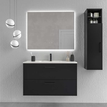 Varobath Mueble NEXO negro mate 100 cm fondo reducido 40 cm 3