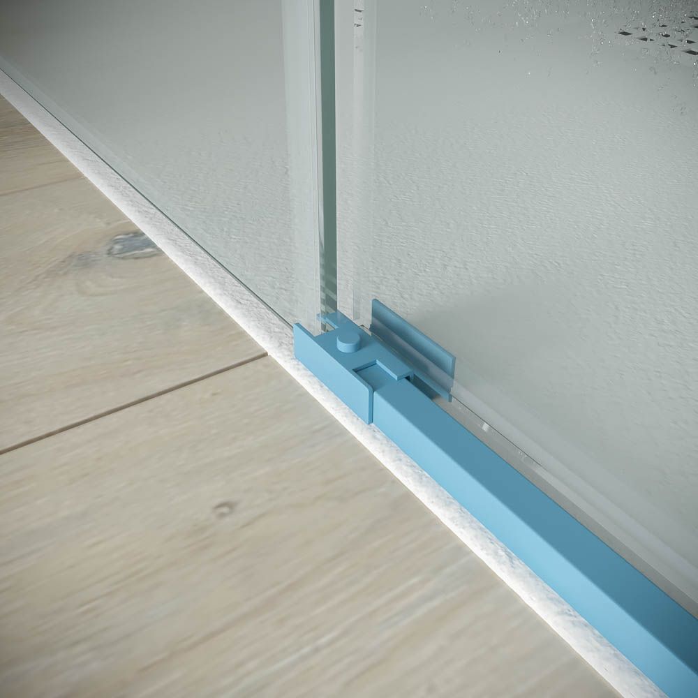 Varobath PETRA mampara rectangular 2 fijos 2 puertas azul claro 2 1