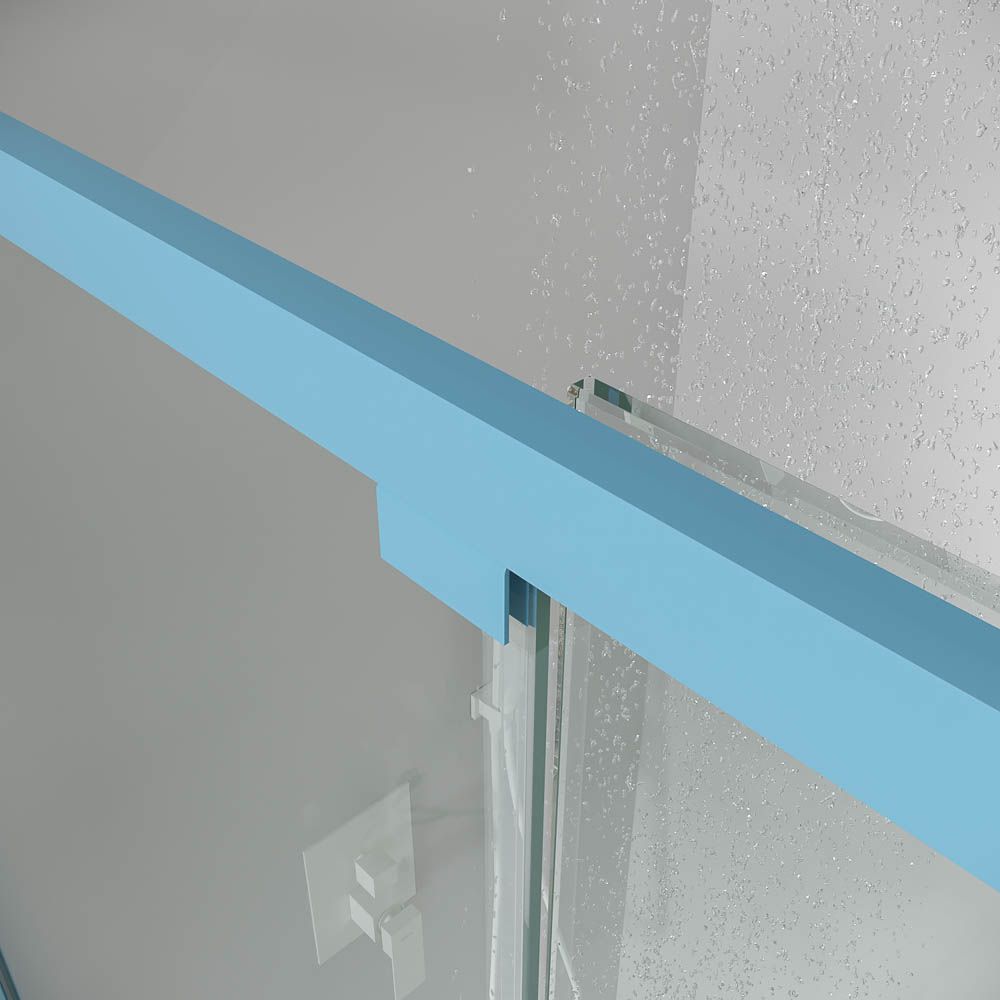 Varobath PETRA mampara rectangular 2 fijos 2 puertas azul claro 5 1