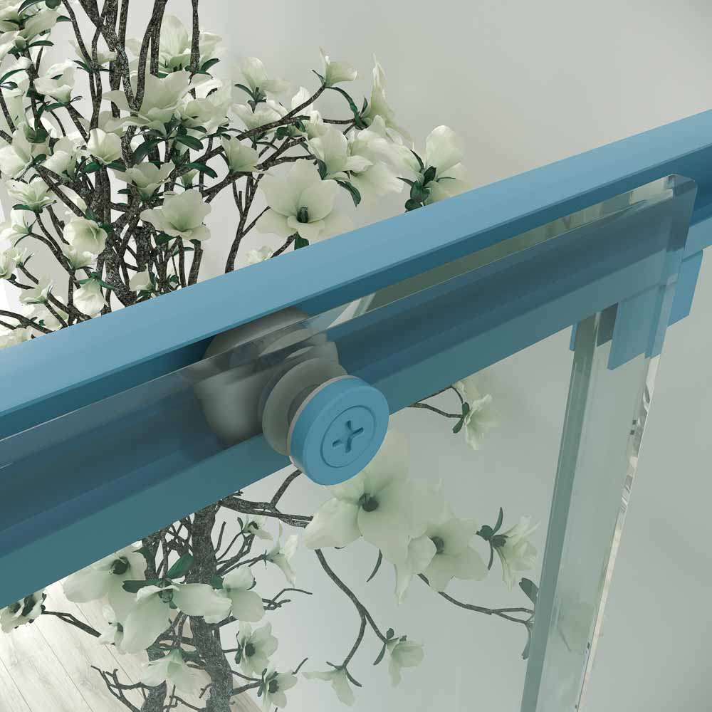 Varobath PETRA mampara rectangular 2 fijos 2 puertas azul claro 6 1