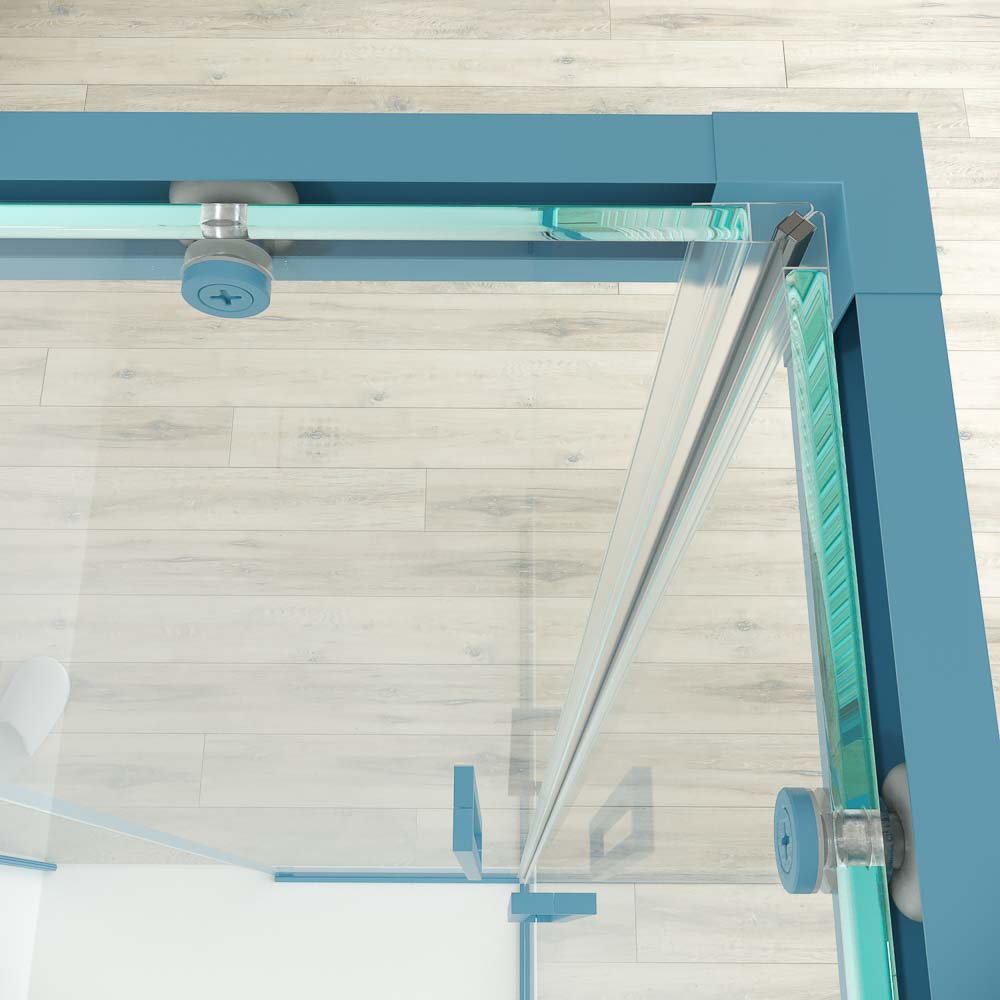 Varobath PETRA mampara rectangular 2 fijos 2 puertas azul claro 8 1