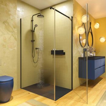 Varobath mampara OPEN 1 fijo 1 puerta abatible negro