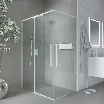 Varobath mampara ducha PETRA rectangular 2 fijos 2 puertas blanco mate 6