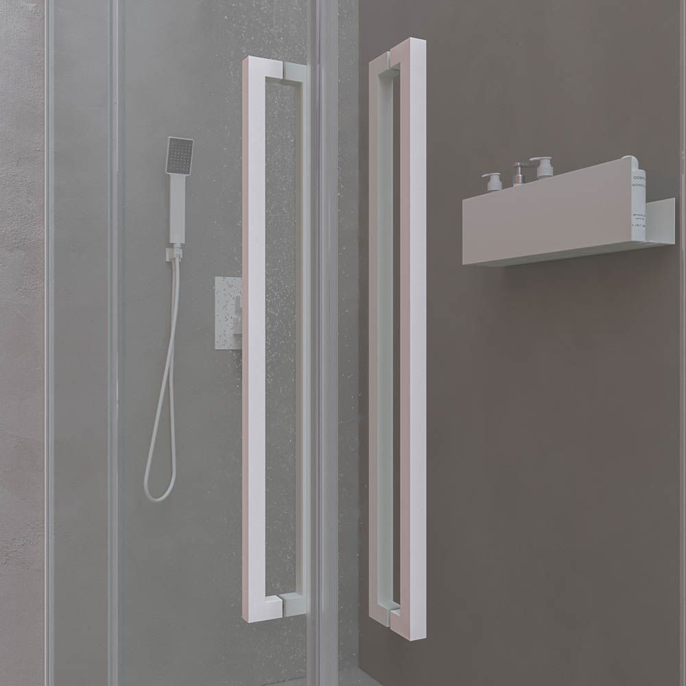 Varobath mampara ducha PETRA rectangular 2 fijos 2 puertas blanco mate 8 1