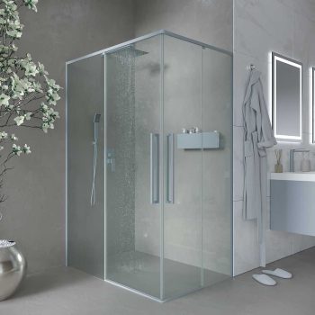 Varobath mampara ducha PETRA rectangular 2 fijos 2 puertas gris cemento 6