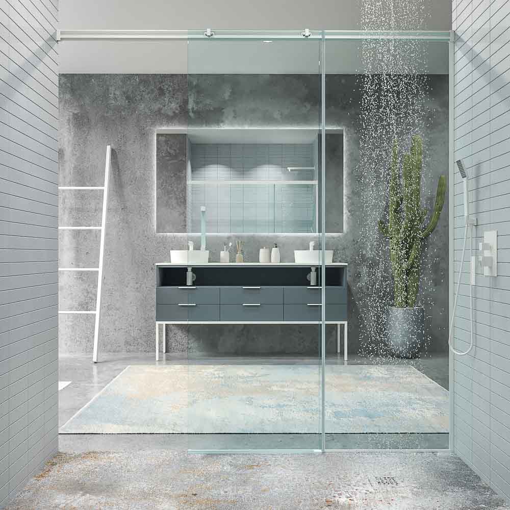 Varobath mampara ducha frontal 1 fijo 1 puerta corredera free blanco 3