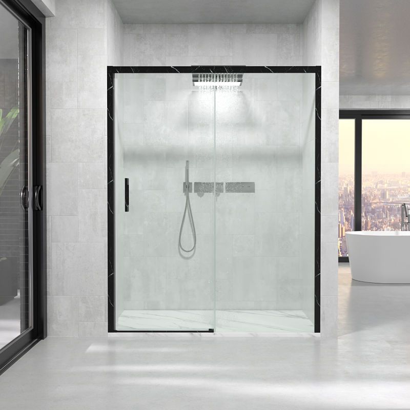 varobath frontal 1 fijo 1 puerta negro marquina 1