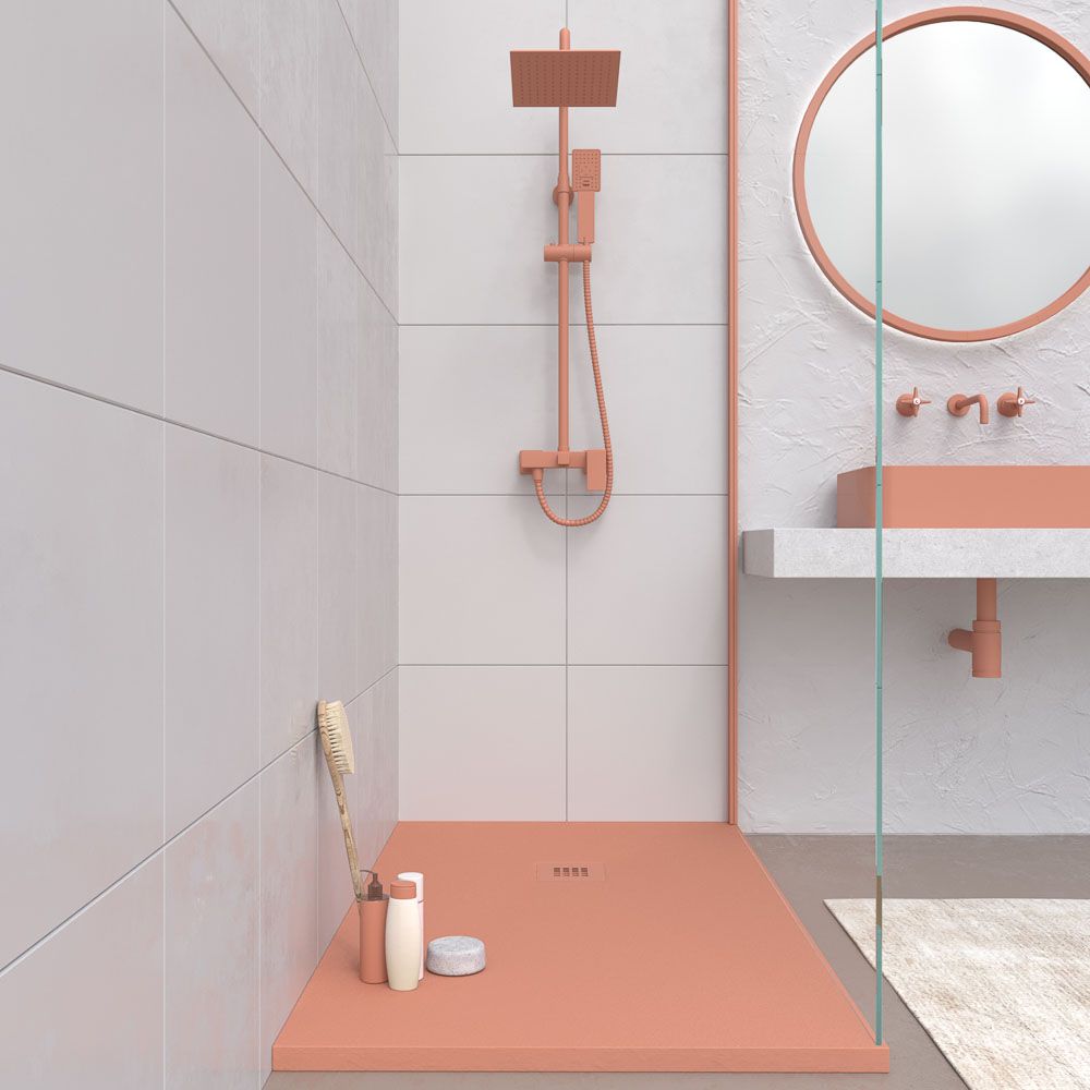 varobath plato color cloe RAL 3012 FRONT rosa flamenco 1