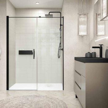 Mampara OPEN frontal 1 fijo 1 puerta negro mate.jpg