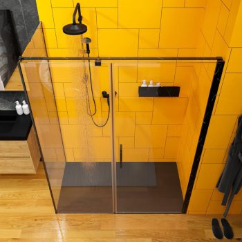 Mampara OPEN rectangular 2 fijos 1 puerta frente negro marquina.jpg