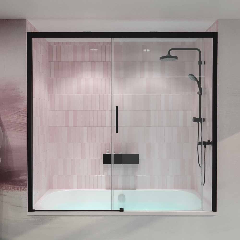 Mampara de banera FLARE frontal 1 fijo puerta corredera NEGRO 3.jpg