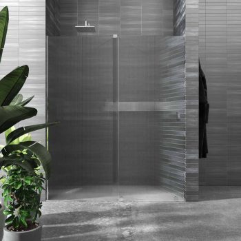 Mampara de ducha ANDREA frontal 1 fijo 1 puerta corredera VIDRIO ACANALADO rueda inferior . Acabado CROMO BRILLO14.jpg