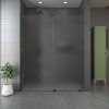 Mampara de ducha ANDREA frontal 1 fijo 1 puerta corredera VIDRIO MATE rueda inferior . Acabado NEGRO.jpg
