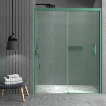 Mampara de ducha LINEA frontal 1 fijo 1 puerta VERDE PATINA.jpg