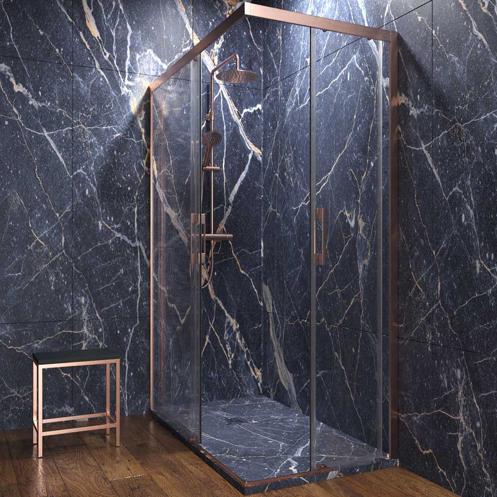 Mampara ducha rectangular 2 fijos 2 puertas correderas abierta FLARE COBRE 1 opt.jpg