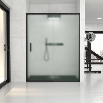 Mampara frontal 1 fijo 1 puerta corredera cristal mate negro.jpg