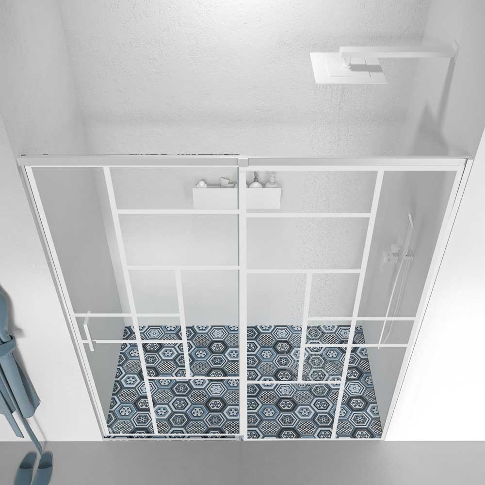 Varobath Mampara Axer frontal 1 fijo 1 puerta decorado SOHO 2.jpg