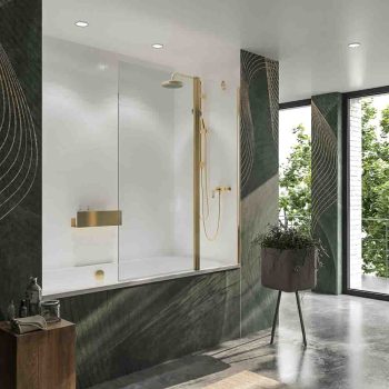 Varobath mampara banera 1 fijo 1 hoja abatible oro 1.jpg