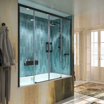 Varobath mampara banera FLARE frontal 2 fijos 2 puertas negro.jpg