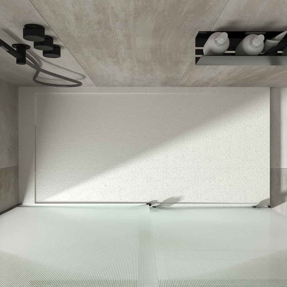 Varobath mampara de ducha ANDREA 1 fijo 1 puerta abierta negro mate vidrio acanalado1.jpg