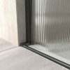 Varobath mampara de ducha ANDREA 1 fijo 1 puerta abierta negro mate vidrio acanalado3.jpg