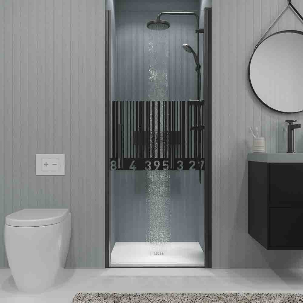 Varobath mampara de ducha OPEN 1 puerta negro serigrafiada CODE.jpg