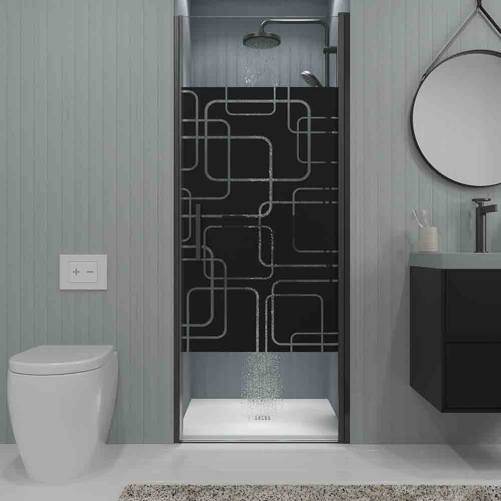 Varobath mampara de ducha OPEN 1 puerta negro serigrafiada GENESIS.jpg