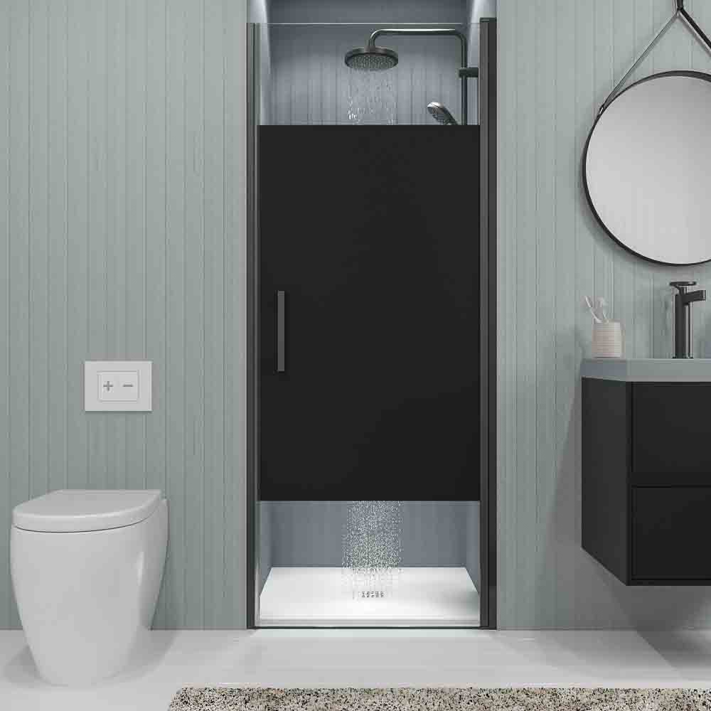 Varobath mampara de ducha OPEN 1 puerta negro serigrafiada VERO.jpg