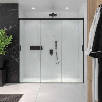 Varobath mampara ducha TRIO frontal 3 puertas correderas acero inoxidable negro 3mate.jpg