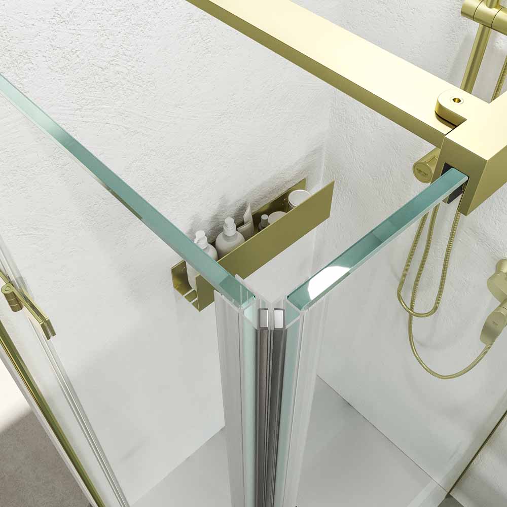 Mampara de ducha SINTESIS rectangular 1 fijo 1 puerta plegable oro mate2.jpg