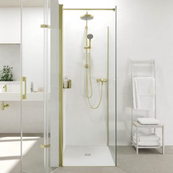 Mampara de ducha SINTESIS rectangular 1 fijo 1 puerta plegable oro mate4.jpg