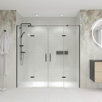 Mampara de ducha frontal 2 fijos 2 puertas abatibles SILEX negro.jpg