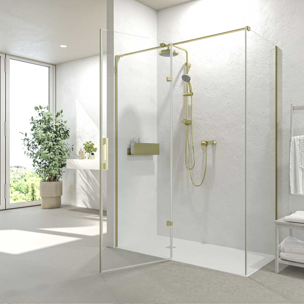 Mampara de ducha rectangular 2 fijos 1 puerta abatible SILEX oro mate1.jpg
