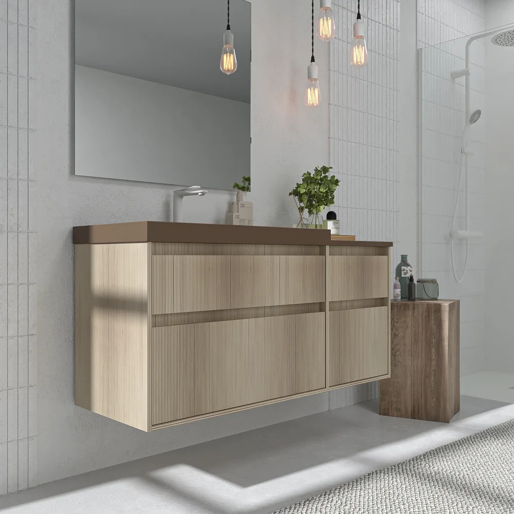 Mueble de bano suspendido 4 cajones YOKO alcatraz marron pardo ral 8025 3.webp