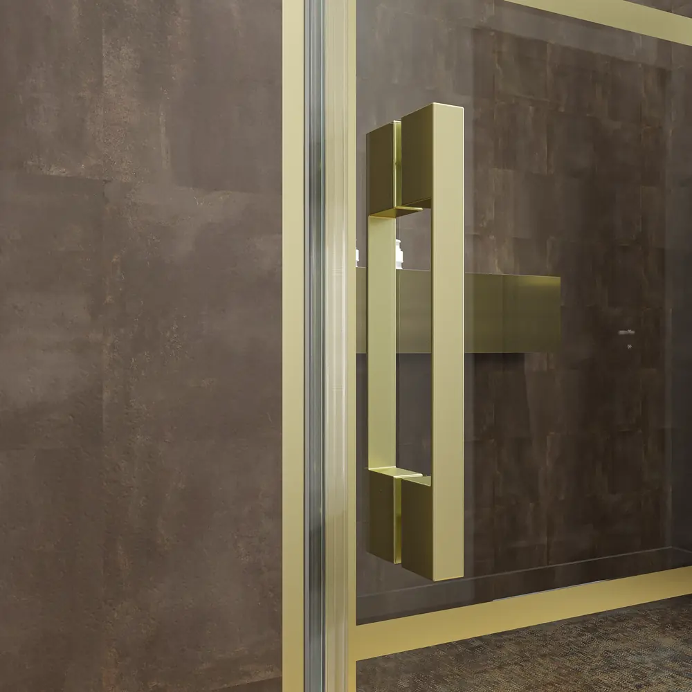 VAROBATH mampara 1 fijo 1 puerta abatible OPEN oro mate serigrafiada 9 1.webp