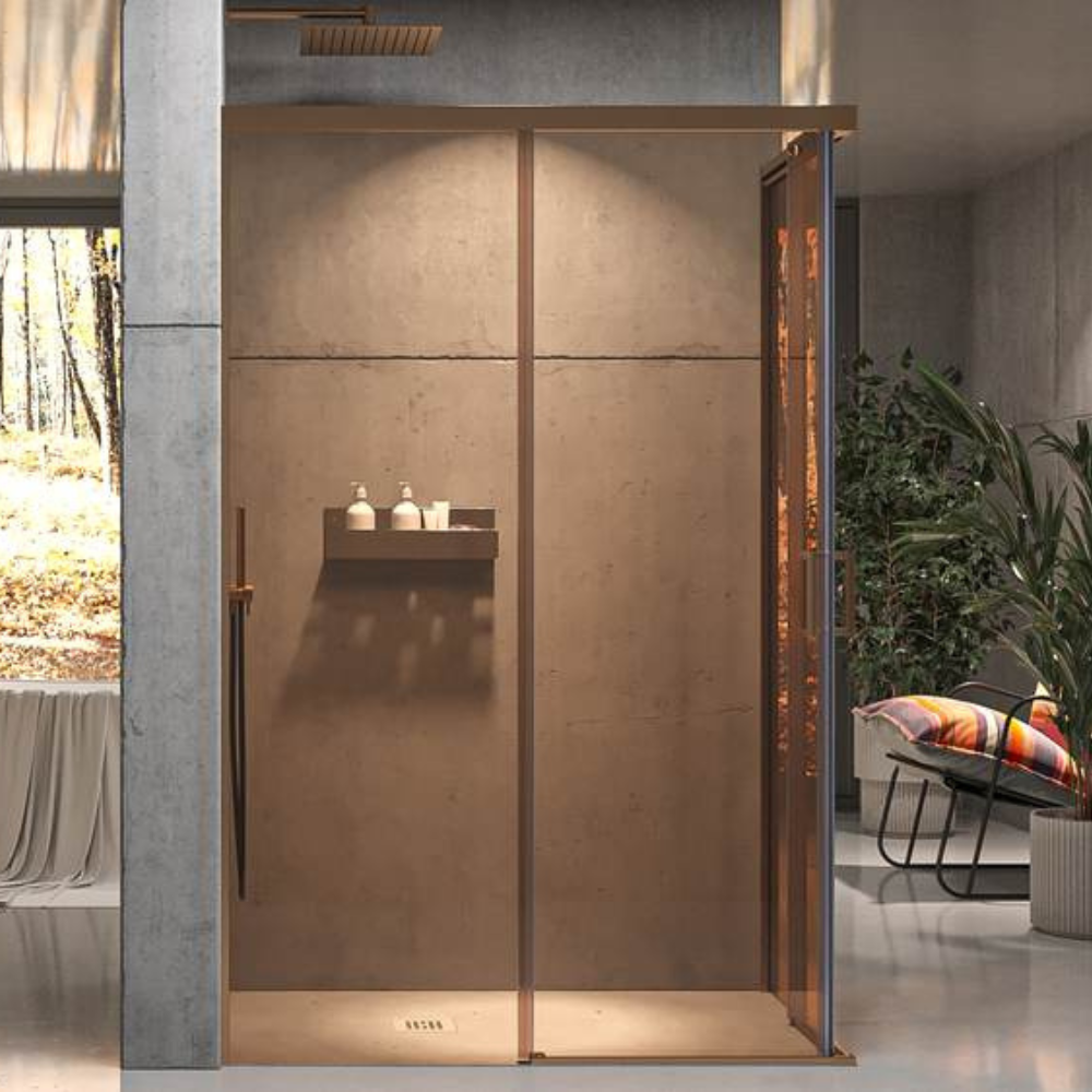 VAROBATH mampara de duch a rectangular 2 fijos 1 puerta NOVUM cobre parsol bronce.png